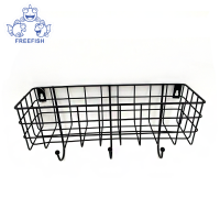 Wall-Mounted Openwork Black Metal Mesh Storage Baskets Display Racks with Hook