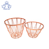 Rose Gold Wire Storage Baskets (Set of 2) | Beautiful Polished Design Rust Proof Wire Organizer Storage Bin Basket