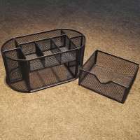 2017 fashion metal mesh squareness pen holder desk organizer