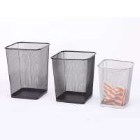 Metal mesh paper waste basket trash can